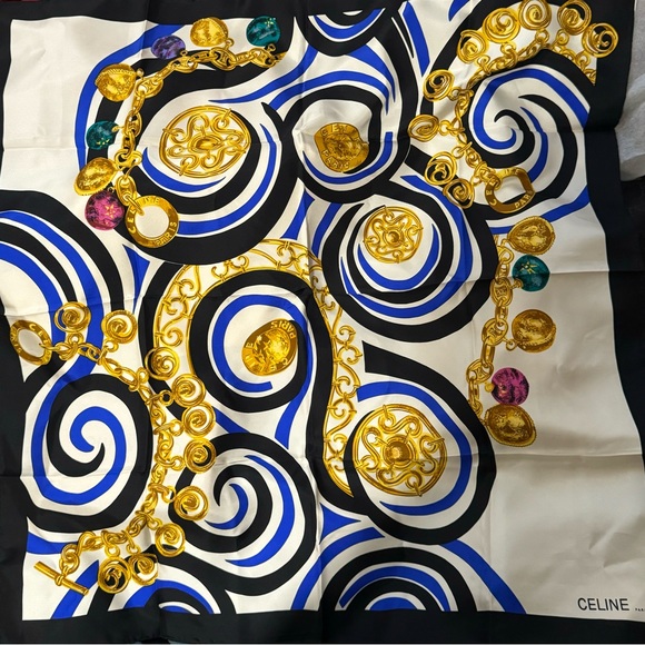 Authentic CELINE Scarf 100% Silk in Excellent Condition - Picture 2 of 7